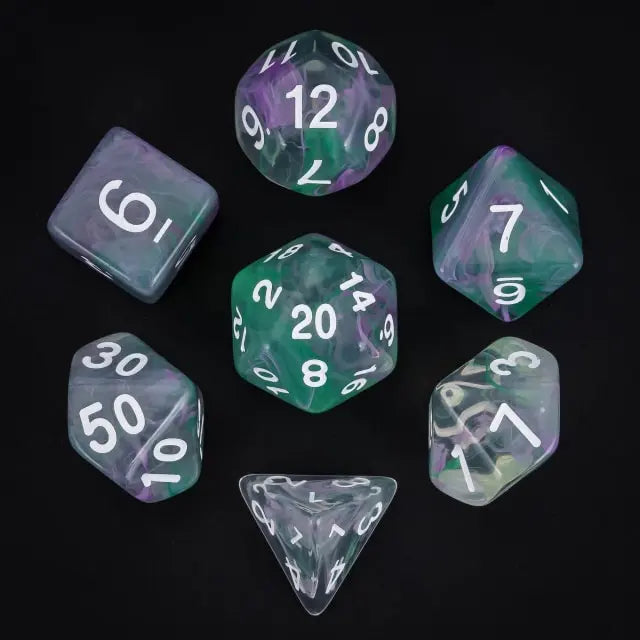 Level Up Dice | Translucent Two-Color Swirl  | (Green/Purple)