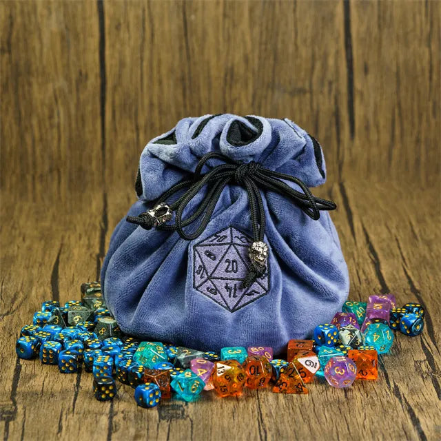 Flannel Drawstring Dice Bag | Blue