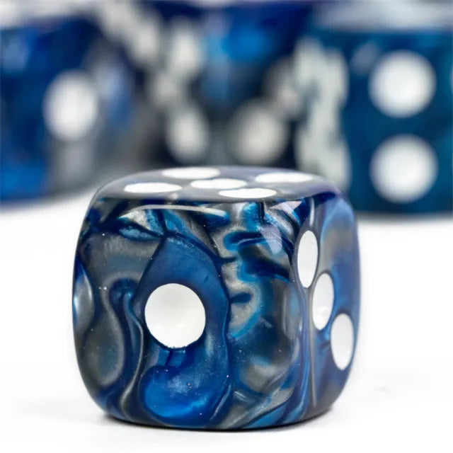 Level Up Dice | 16mm D6 Marbled Dark Blue and Black | 6 Dice