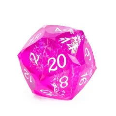Level Up Handmade Dice | Large 30mm D20 | Pink Swirl