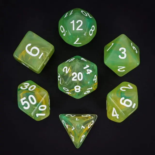 Level Up Dice | Translucent Two-Color Swirl  | (Green/Yellow)