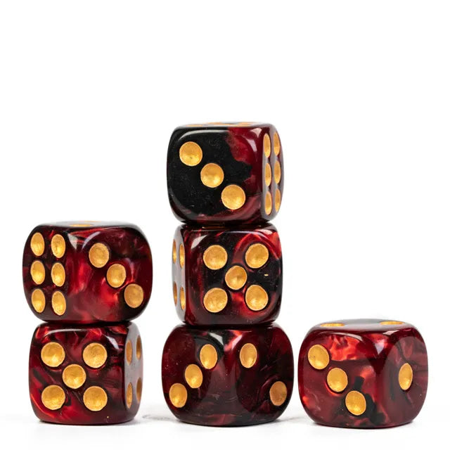 Level Up Dice | 16mm D6 Marbled Red and Black | 6 Dice