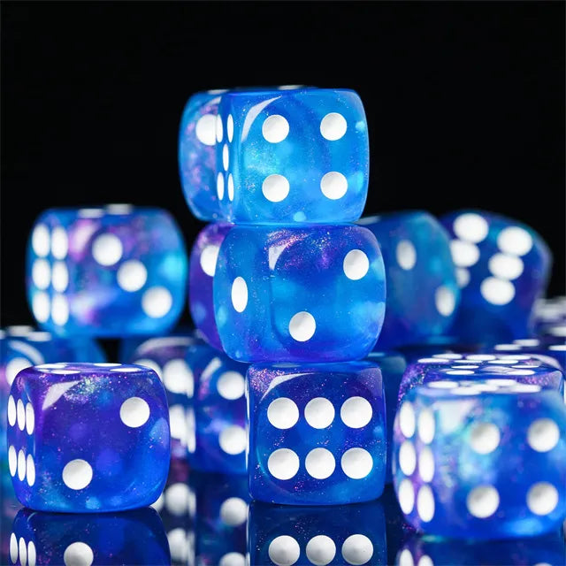 Level Up Dice | 16mm D6 Galaxy Purple Blue | 12 Dice