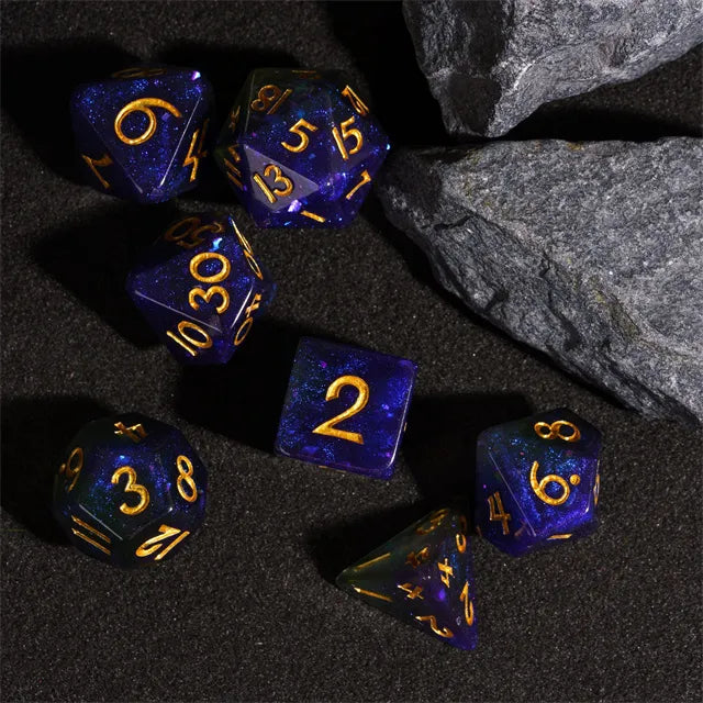 Level Up Dice | Galaxy Rounded | Purple Green