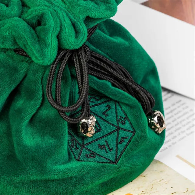 Flannel Drawstring Dice Bag | Green