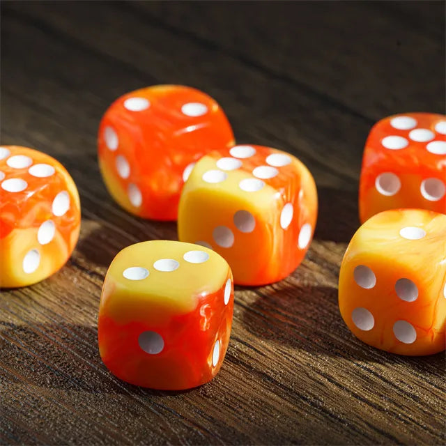 Level Up Dice | 16mm D6 Marbled Red and Yellow | 6 Dice