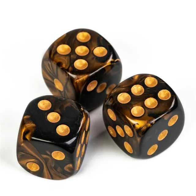 Level Up Dice | 16mm D6 Marbled Brown and Black | 6 Dice