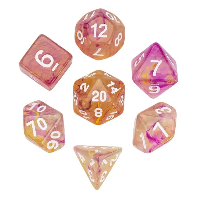 Level Up Dice | Translucent Two-Color Swirl  | (Purple/Yellow)