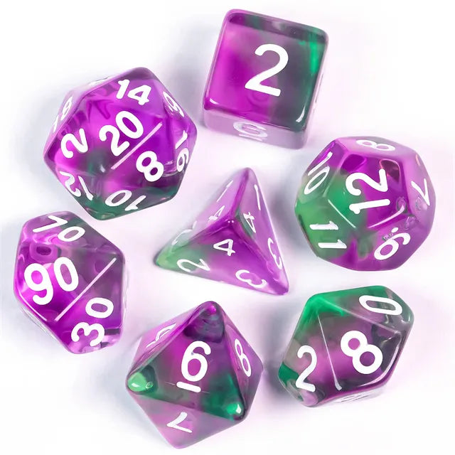 Level Up Dice | Twin Colours | Translucent Purple Green