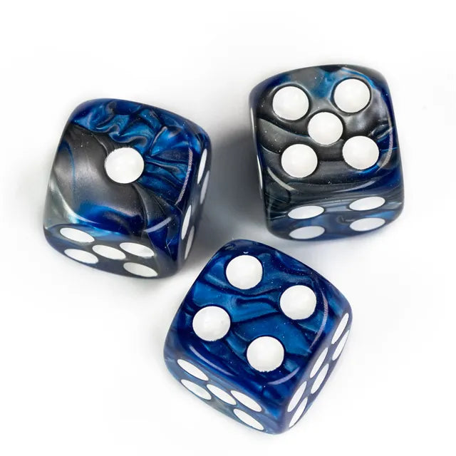 Level Up Dice | 16mm D6 Marbled Dark Blue and Black | 6 Dice