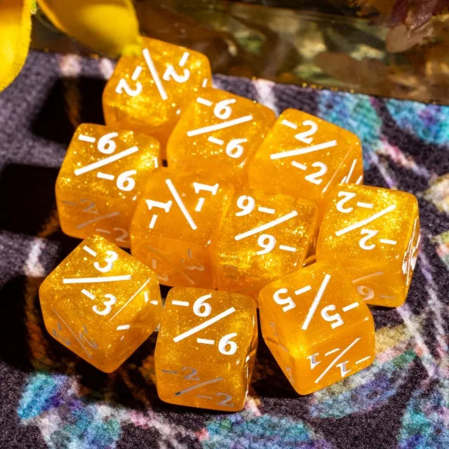 Level Up Dice | D6 12mm Negative Counters | Yellow | 10 Dice