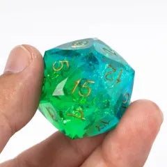 Level Up Handmade Dice | Large 30mm D20 | Jade Swirl