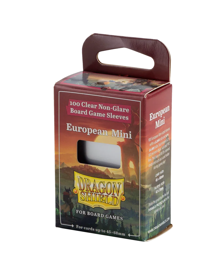 Dragon Shield Sleeves: Board Games -  European Mini 45 x 68mm Clear & Non-Glare (100)
