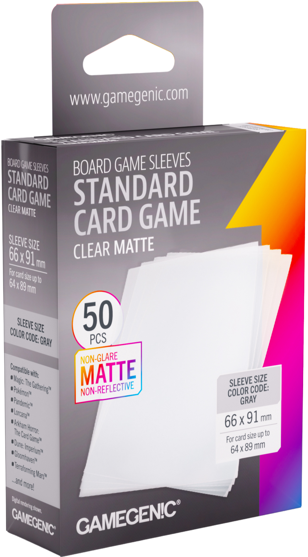 GameGenic - Board Game Sleeves: Standard Card Game 66 x 91mm - Clear Matte (50)