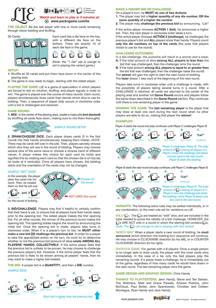 LIE: A Bluffing Game (Mini Game)