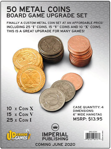 50 Metal Coins | Generic Board Game Upgrade Set