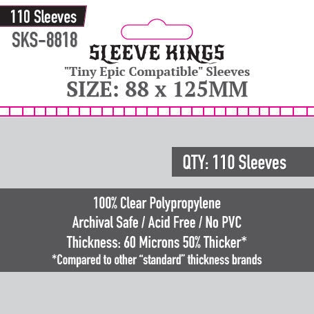 Sleeve Kings | Tiny Epic Compatible Sleeves (Size 88 x 125 mm) - Level Up Store Sleeve Kings | Tiny Epic Compatible Sleeves (Size 88 x 125 mm) - Level Up Store