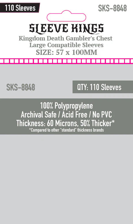 Sleeve Kings | Kingdom Death Gambler's Chest Large Compatible Card Sleeves (Size 57 x 100 mm)