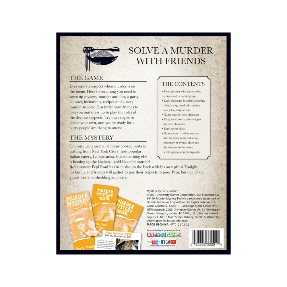 Murder Mystery Party Game - Pasta, Passion, &amp; Pistols