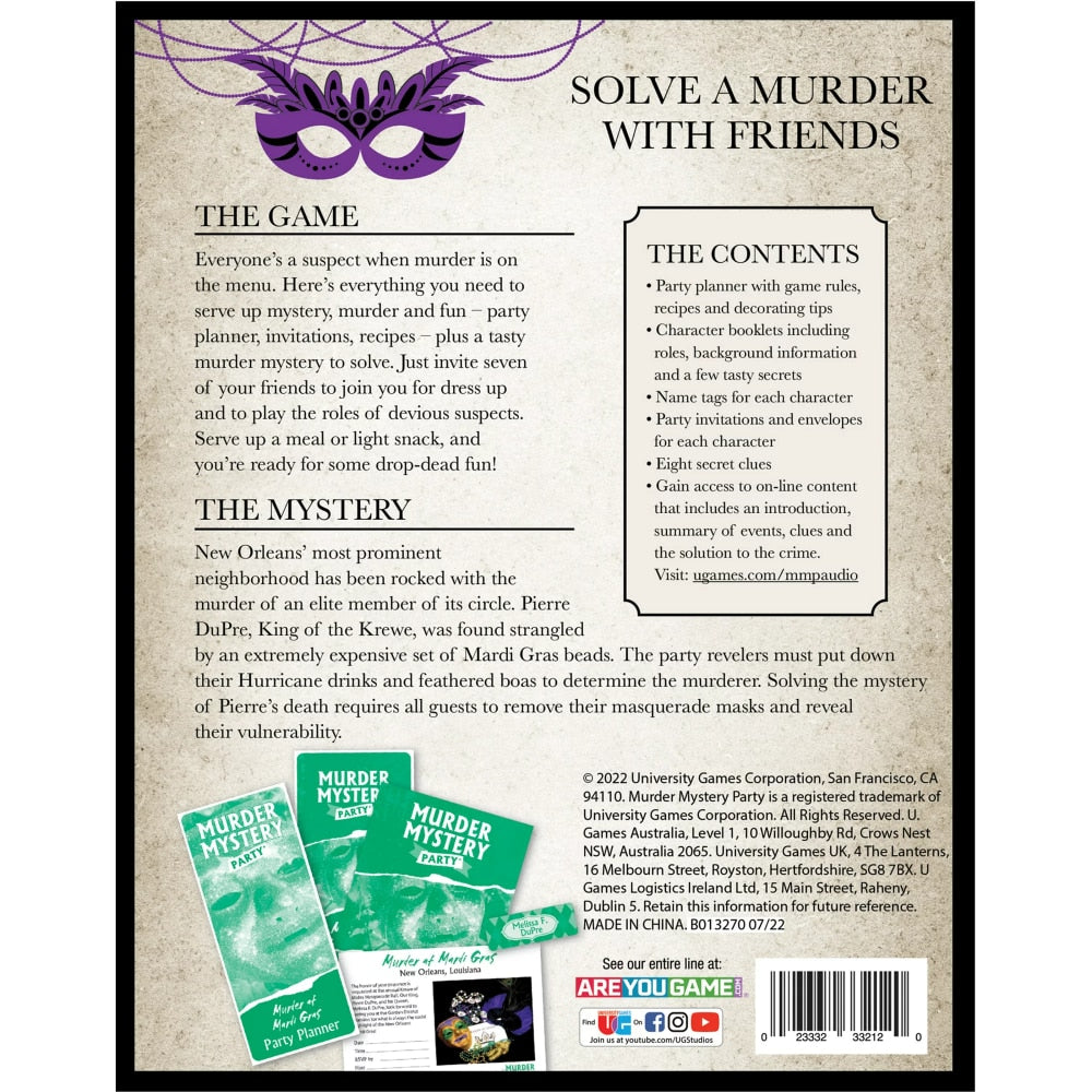 Murder Mystery Party Game - Murder at Mardi Gras