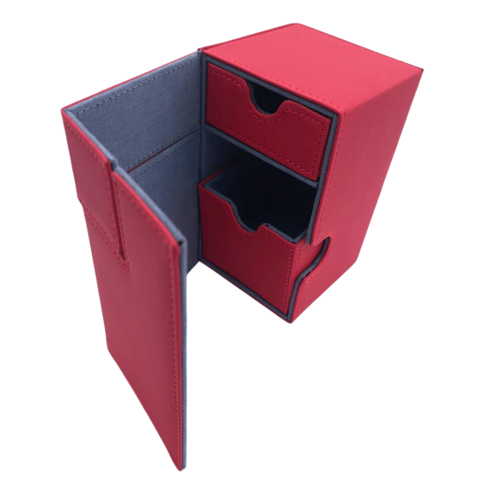 Level Up Outpost | Premium Deck Box With Tray | Red/Grey