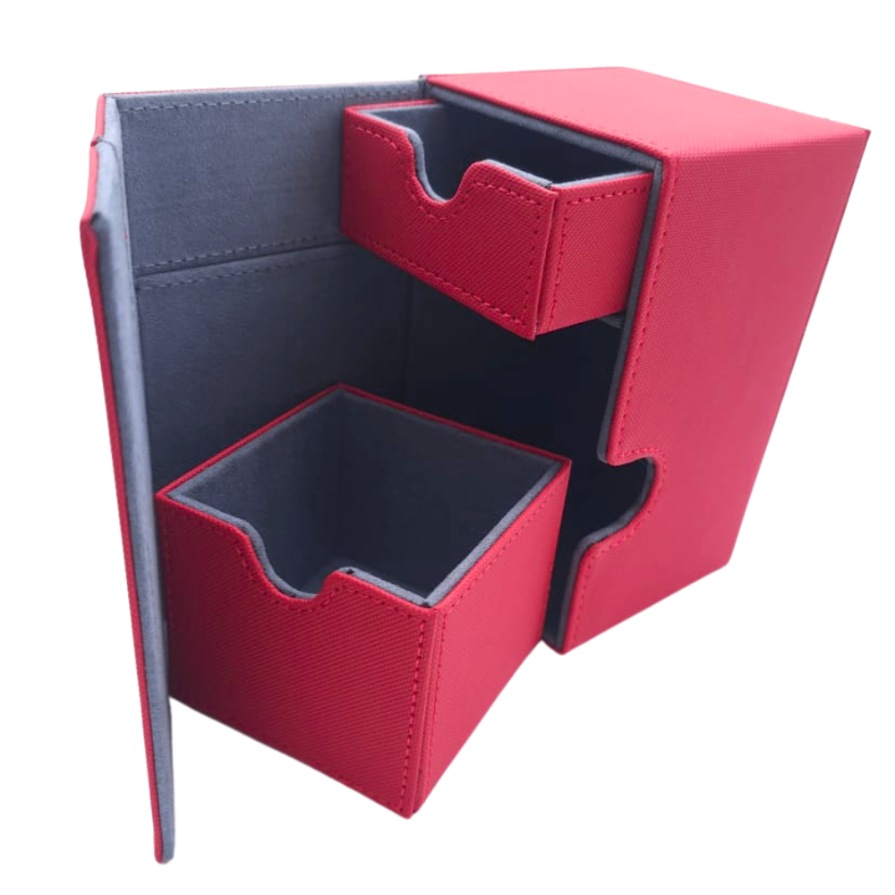 Level Up Outpost | Premium Deck Box With Tray | Red/Grey