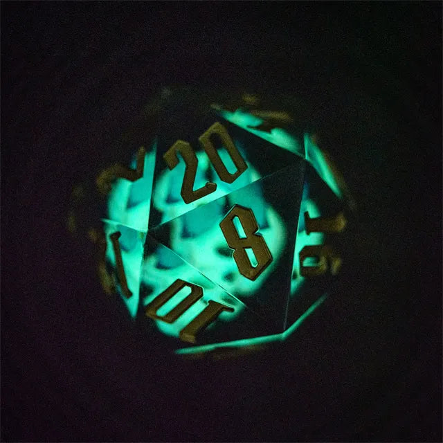 Level Up Dice | Giant 55mm D20 | Handmade Glow in the Dark Skull