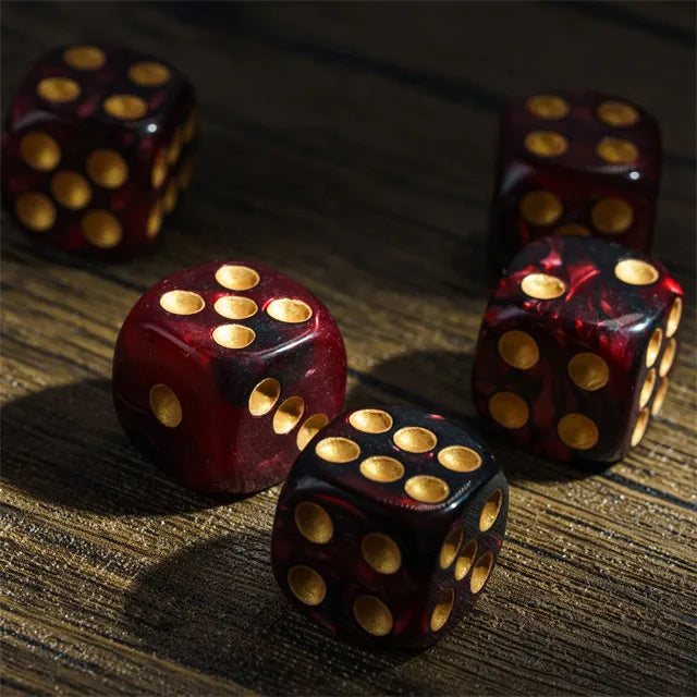 Level Up Dice | 16mm D6 Marbled Red and Black | 6 Dice