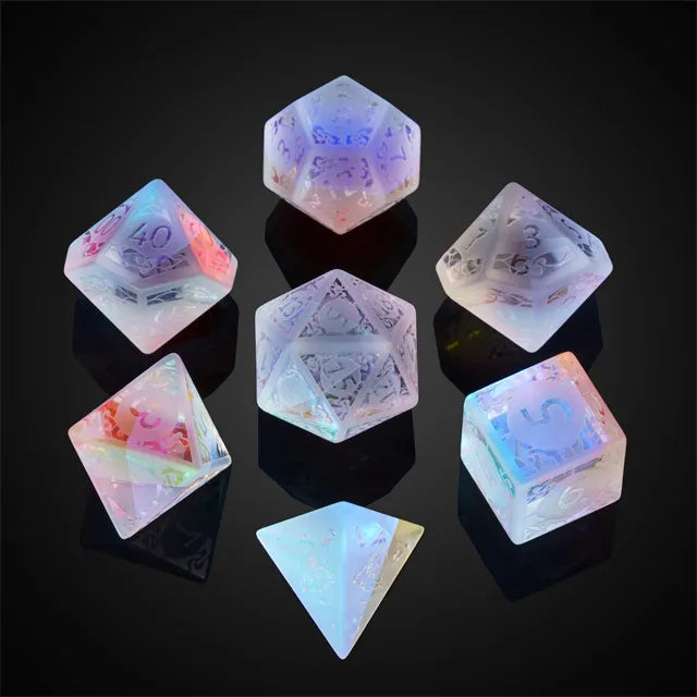 Level Up Premium Dice | Rainbow Crystal Glass | Frosted Prism