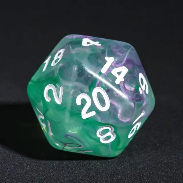 Level Up Dice | Translucent Two-Color Swirl  | (Green/Purple)