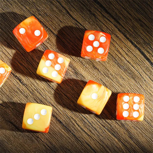 Level Up Dice | 16mm D6 Marbled Red and Yellow | 6 Dice