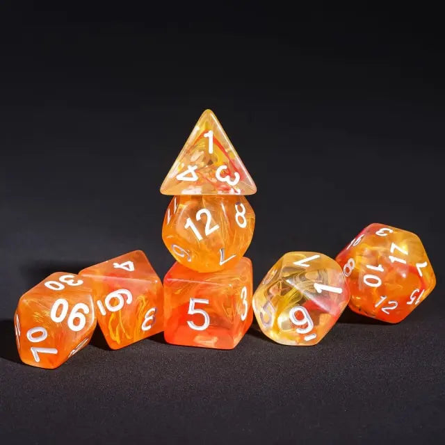 Level Up Dice | Translucent Two-Color Swirl  | (Orange/Yellow)