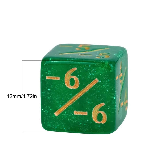 Level Up Dice | D6 12mm Negative Counters | Green | 10 Dice