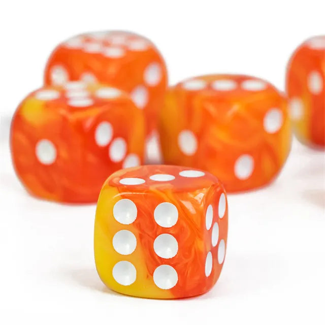 Level Up Dice | 16mm D6 Marbled Red and Yellow | 6 Dice