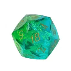 Level Up Handmade Dice | Large 30mm D20 | Jade Swirl