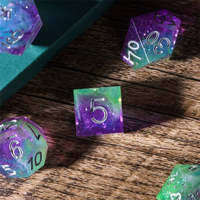 Level Up Handmade Dice | Prism Sparkle | Purple Blue Green