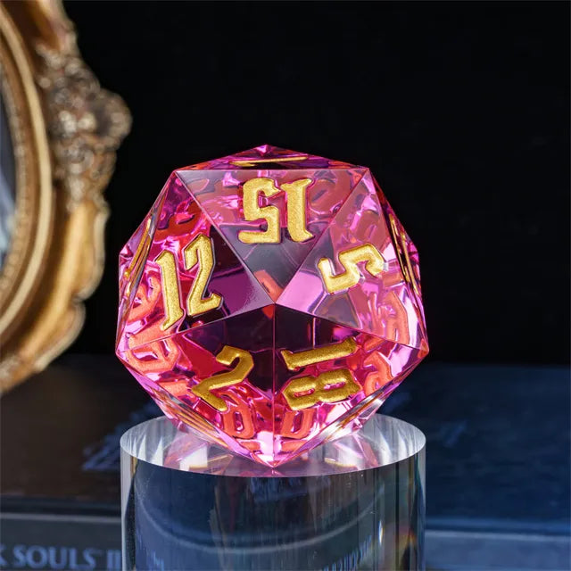 Level Up Dice | Giant 55mm D20 | Transparent Pink