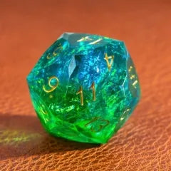 Level Up Handmade Dice | Large 30mm D20 | Jade Swirl