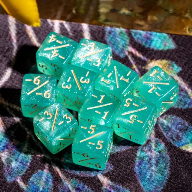 Level Up Dice | D6 12mm Negative Counters | Cyan | 10 Dice