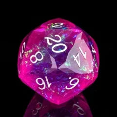 Level Up Handmade Dice | Large 30mm D20 | Pink Swirl