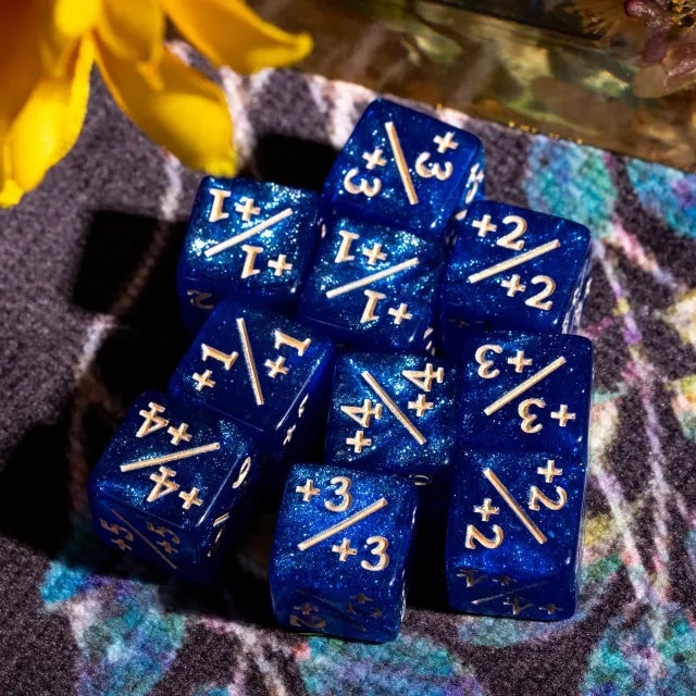 Level Up Dice | D6 12mm Positive Counters | Blue | 10 Dice