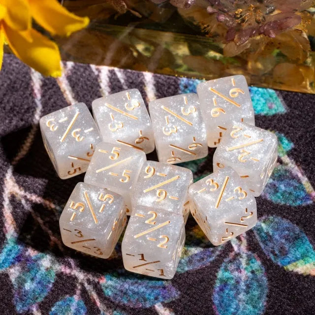 Level Up Dice | D6 12mm Negative Counters | White | 10 Dice