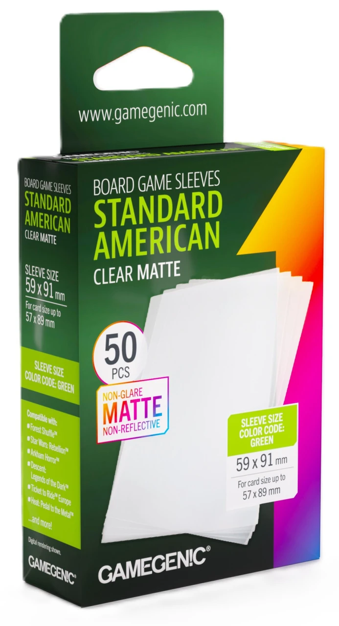 GameGenic - Board Game Sleeves: Standard American 59 x 91mm - Clear Matte (50)
