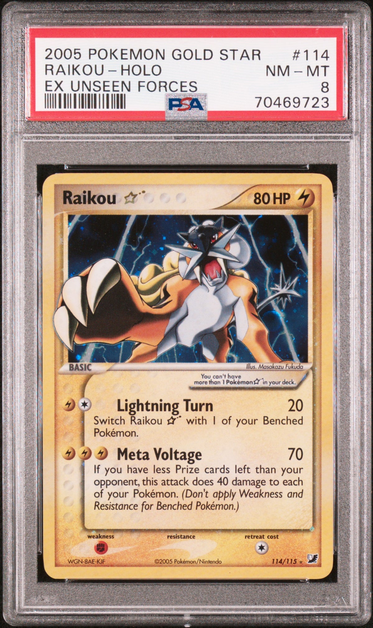 Graded Card | Raikou Gold Star | Unseen Forces Holo | PSA 8