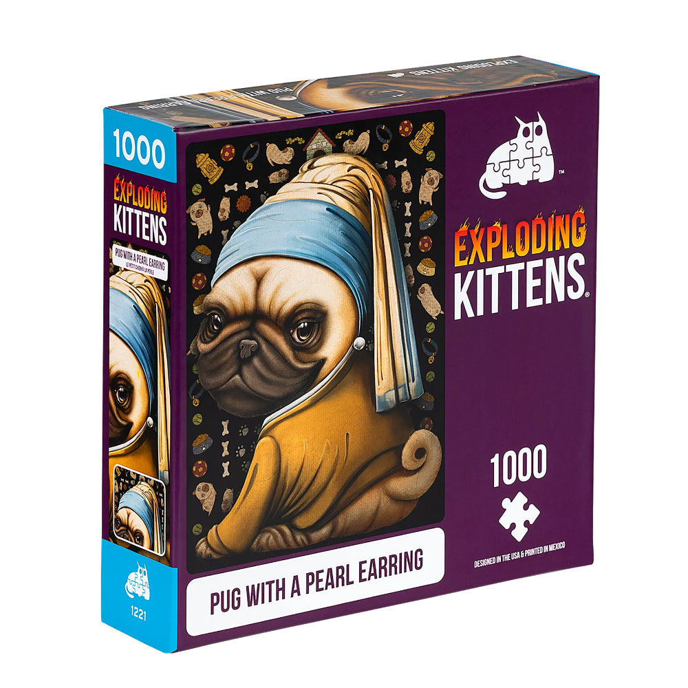 Exploding Kittens Puzzle - Pug With a Pearl Earring (1000pc) - Level Up ...