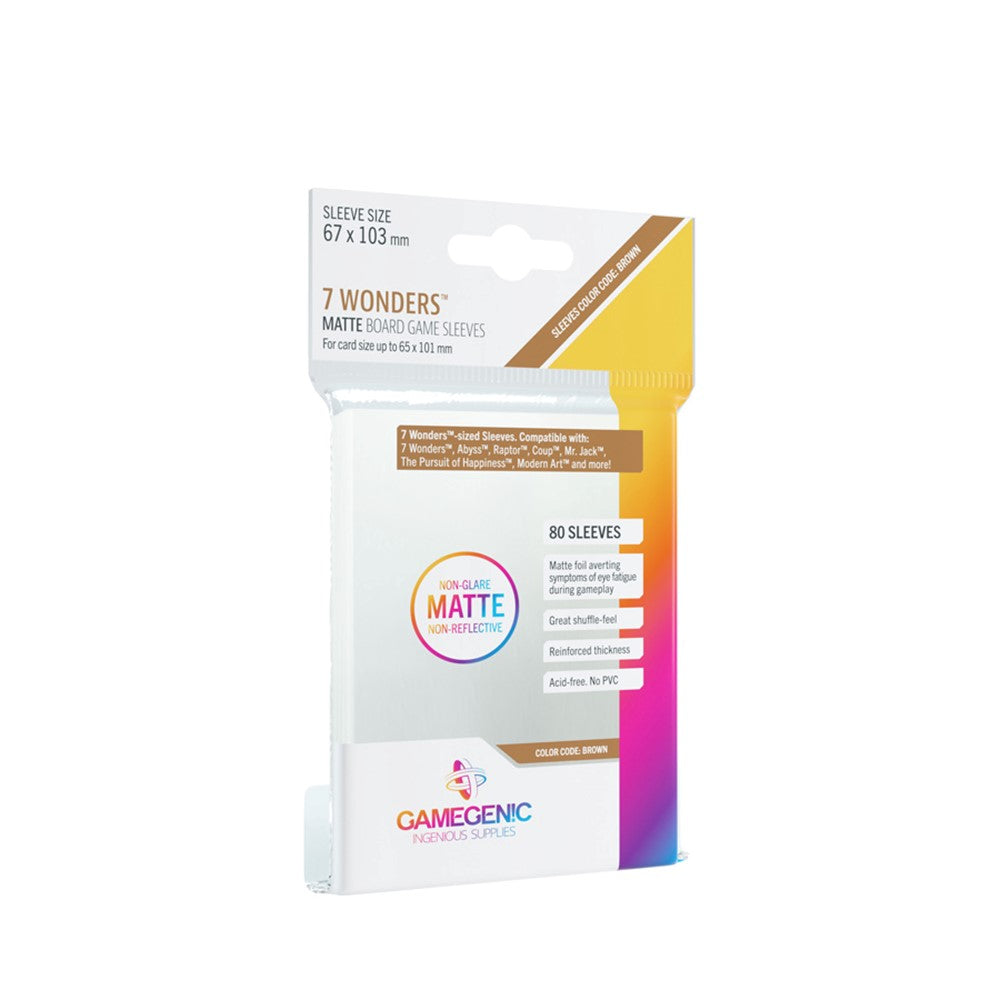 GameGenic | MATTE Sleeves: 67mm x 103mm | 7 Wonders (Brown)