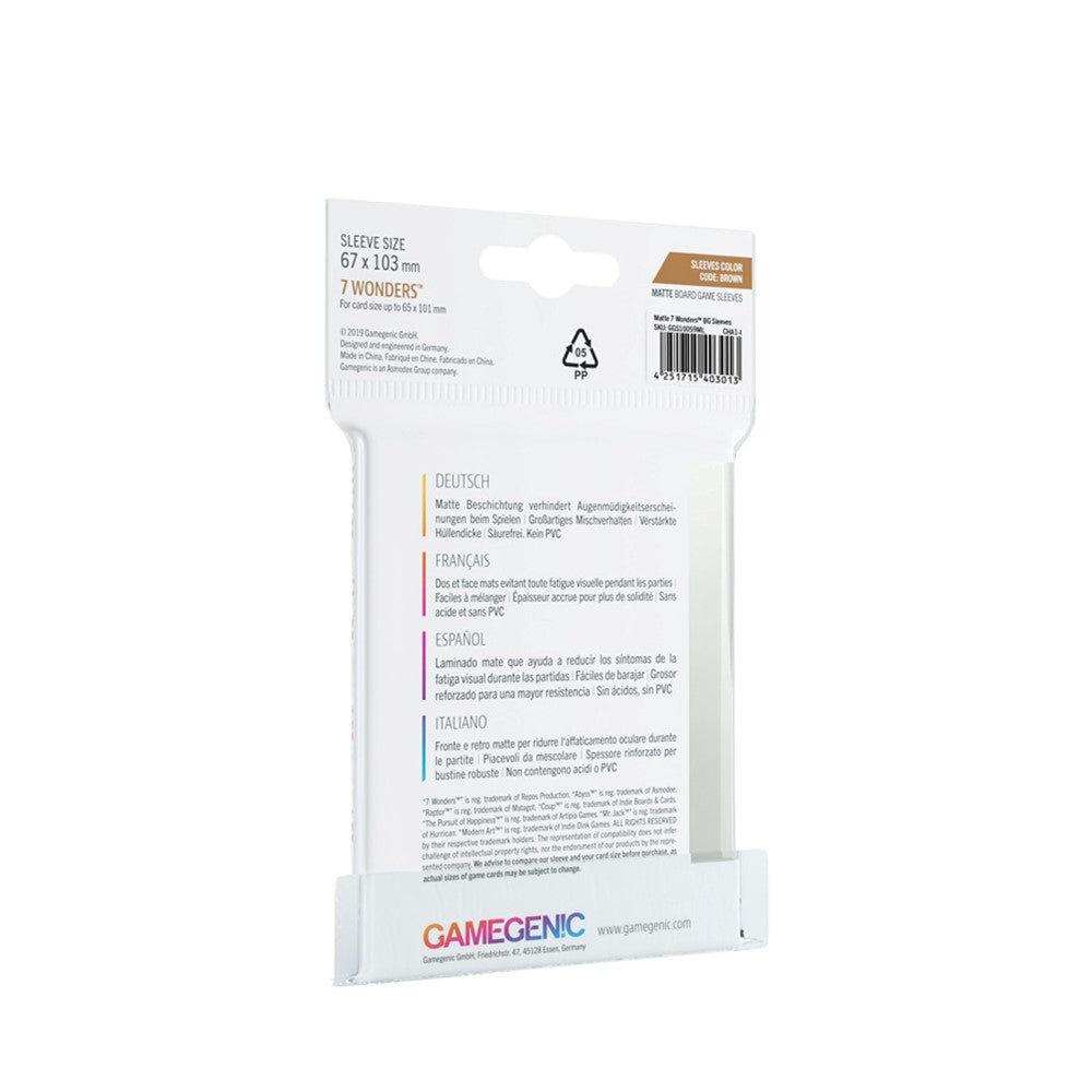GameGenic | MATTE Sleeves: 67mm x 103mm | 7 Wonders (Brown)