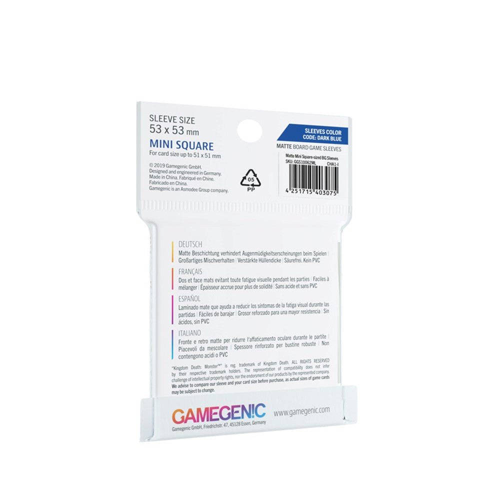 GameGenic | MATTE Sleeves: 53mm x 53mm | Mini Square (Dark Blue)