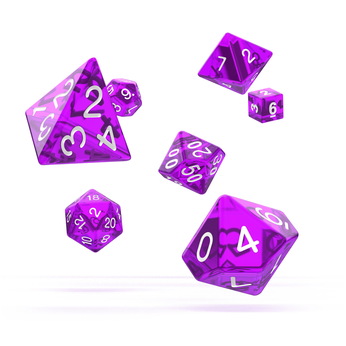 oakie doakie DICE RPG Set Translucent: Purple (7)